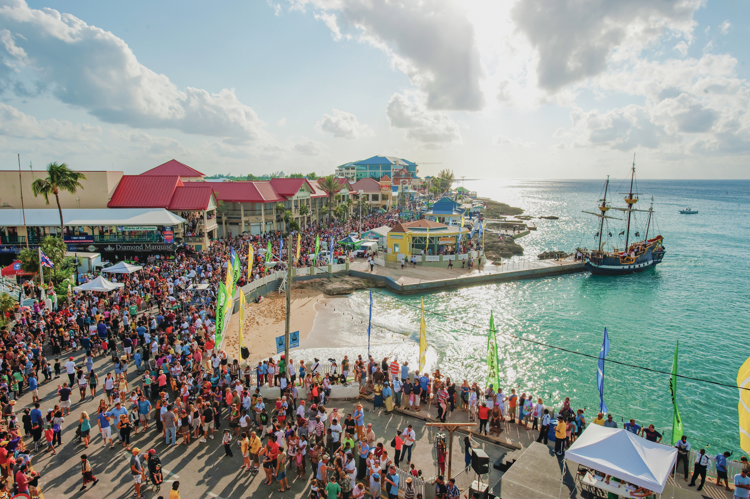 Aerial view of pirates landing